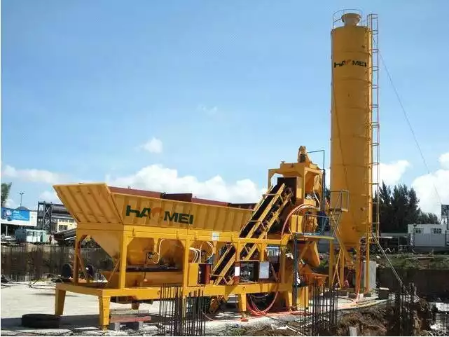 HZS25 small concrete batching plant with cement silo