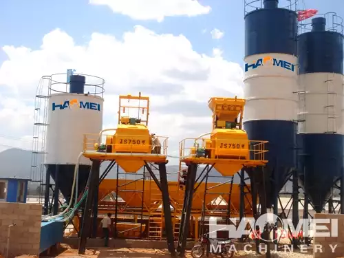 HZS35 small concrete batching plant for construction site