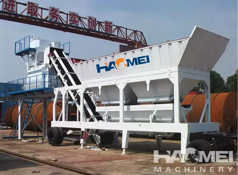 YHZS25 mobile concrete batch plant for road construction